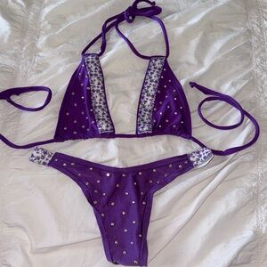 Handmade purple Studded Bikini/dancer outfit